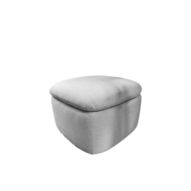 Small Rounded Modern Grey Woven Swivel Ottoman