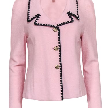 St. John - Light Pink Knit Blazer w/ Black Trim Sz 6