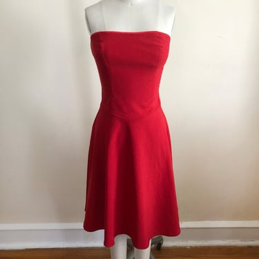 Red Strapless Dress - 1990s 
