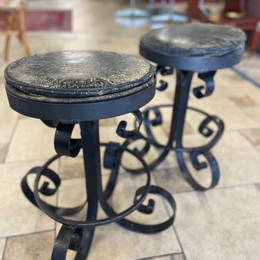 Vintage Wrought Iron Swivel Stools