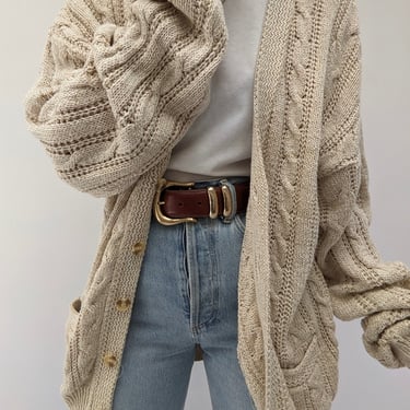 Vintage Oat Cable Knit Cardigan