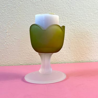 Vintage 1980s Frosted Glass Tealight or Votive Holders 