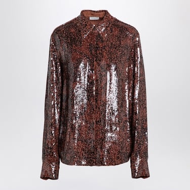 Dries Van Noten Brown Shirt With Micro Sequins Women