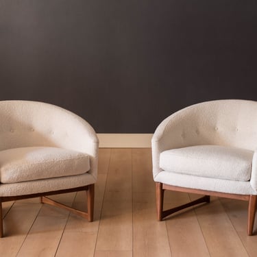 Pair of Vintage Barrel Boucle Tub Chairs by Lawrence Peabody for Richardson Nemschoff 