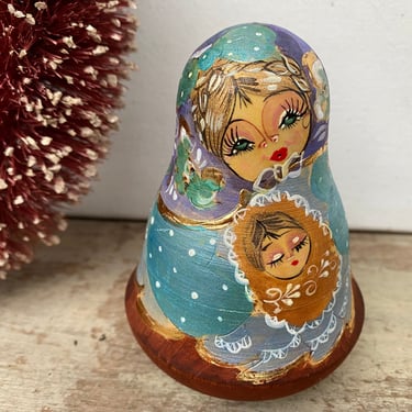 Vintage Russian Chime Doll, Hand Painted Signed By Artist, Roly Poly Wooden Doll With Chimes 