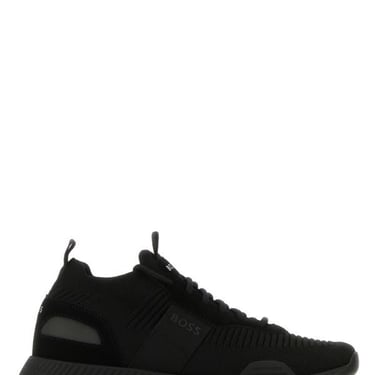 Boss Man Black Fabric And Leather Sneakers