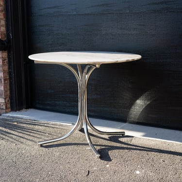 Marble Top Round Table with Chrome Base