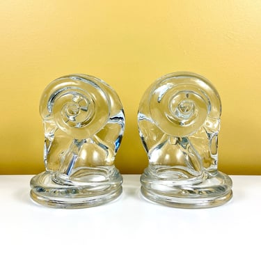 1940s Glass Ram's Head Bookends by Paden City 