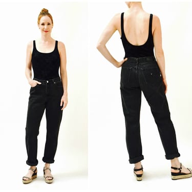 Vintage Black Jeans By Tommy Hilfiger High Waisted Tapered Leg 80s 90s Denim Pants Size Small Medium Black Jeans Denim 