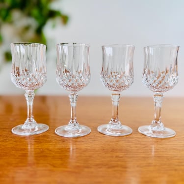 Set of Four Vintage Crystal D'Arques Longchamp 6cl Sherry Glasses, Vintage French Crystal Stemware, Sherry Glasses Set, Vintage Glass Set 