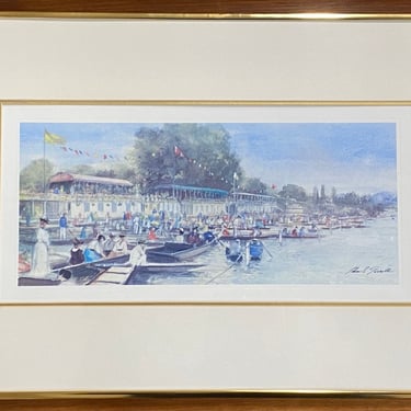 Item #DMC90 John Strickland Goodall “Henley Royal Regatta” Framed Lithograph 20th c.