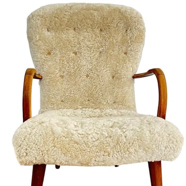 1930's Danish Arm Chair in Shearling