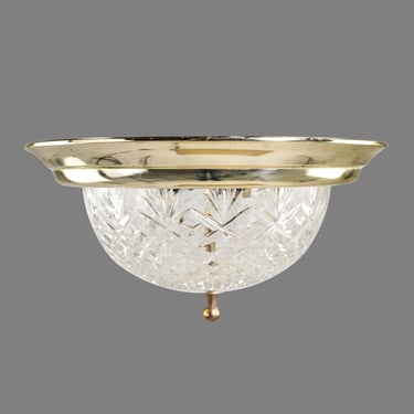 Modern Etched Glass &#038; Polished Brass Flush Mount Light