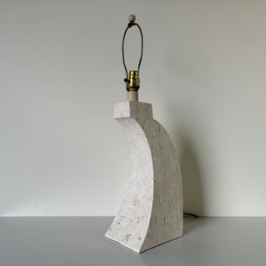 1980's Postmodern Geometric Textured Plaster Table Lamp 