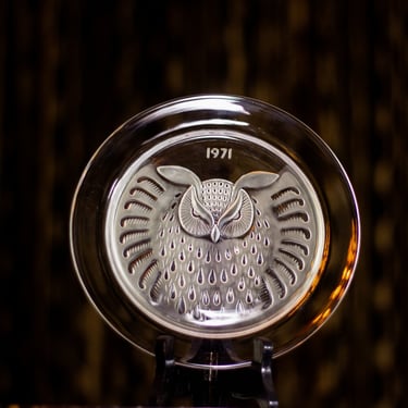 Lalique Crystal Owl Plate - SOLD