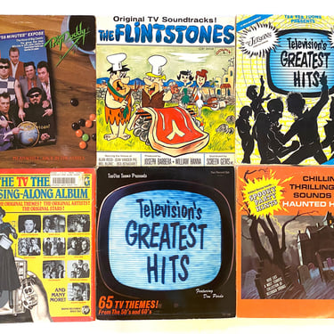 Lot of 6 TV Themed Novelty Records • Vintage Vinyl LPs • Flintstones • Big Daddy • Television's Greatest Hits • TV Sing-Along • (Lot # 018) 