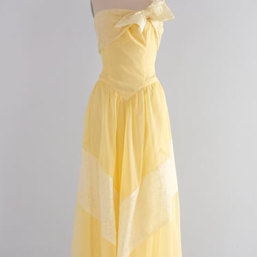 Sweet 1950's Lemon Chiffon Strapless Prom Dress / Sz XS/S