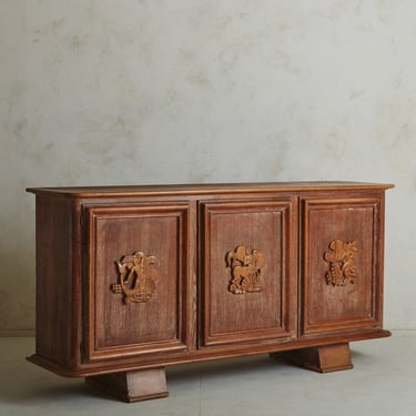 Bleached Wood Credenza in the Style of Charles Dudouyt, France 20th Century