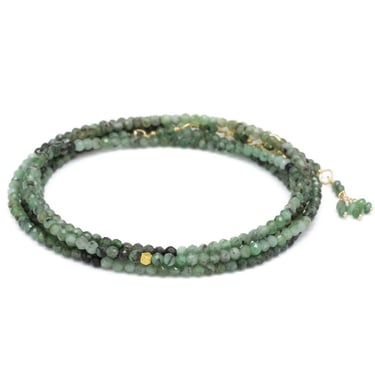 Sakoda Emerald Wrap Bracelet-Necklace - 18k Gold + Sakoda Emerald