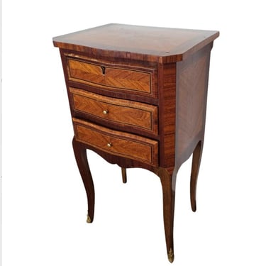 Late 19th / 20th Century French Louis XVI Style Mirrored Vanity Chest Of Drawers Nightstand / Side Table 