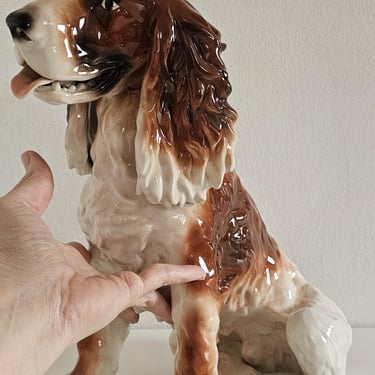 Vintage 60's Original Ceramic Dog Statue/ Cocker Spaniel Porcelain Dog/ Handmade Paintage Porcelain Dog Decoration/ Handmade Statue 1960/MCM 