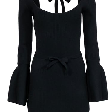 Alexis - Black Knit Tie-Back Long Sleeve Dress Sz M