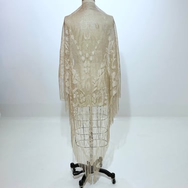 White and Gold Shawl, Vintage from The Angell Collection