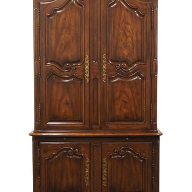 HENREDON Four Centuries Collection Solid Oak Rustic 47" Liquor Cabinet w. Antiqued Inner Mirror 40-7003 