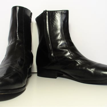 Vintage Nunn Bush Black Leather Ankle Boots, size 14D men, Vintage Shoes 