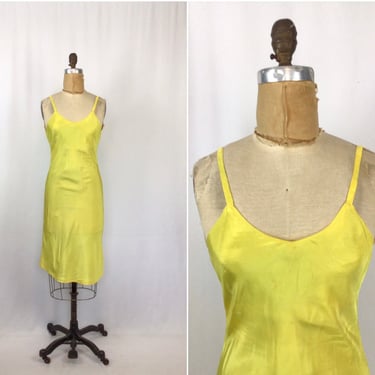 Vintage 40s slip | Vintage safflower yellow rayon dress slip | 1940s nightgown negligee 