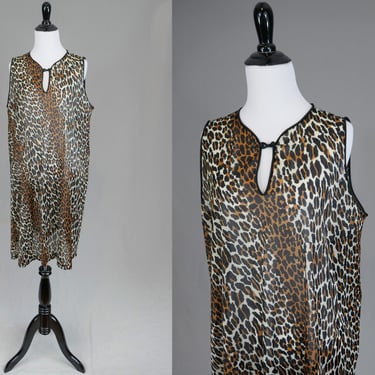 60s Leopard Print Nightie by Vanity Fair - Vintage 1960s - L 