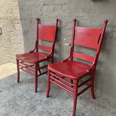 Pair of Painted Red Chairs