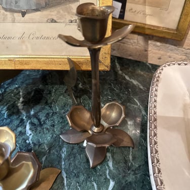 Brass Floral Candlestick