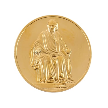 24k Gold Plated Bronze Medal Coin Voltaire Jean-Antoine Houdon 