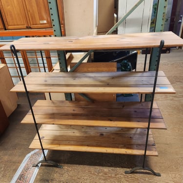 Rustic Iron and Wood Shelf 60W x 59.75H x 19.5D