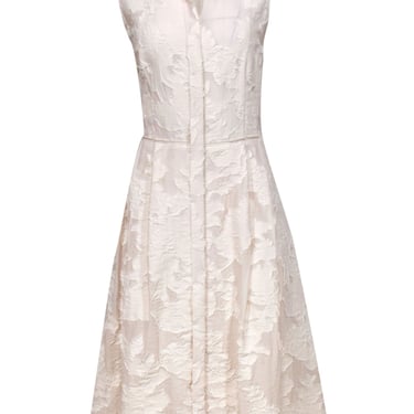 Lafayette 148 - Cream Textured Sleeveless Button Front Dress w/ Pleats Sz 10
