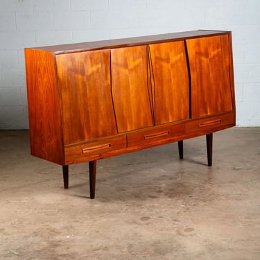 Mid Century Danish Modern Credenza Sideboard Teak Rosewood Bar 3 Drawers Shelf