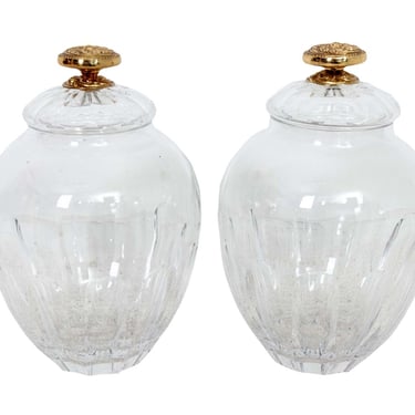 Pair of Vintage Crystal Ginger Jars