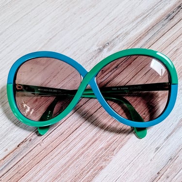 Vintage Silhouette 3024 Sunglass Frames, Green and Blue Colorblock Infinity Frames 