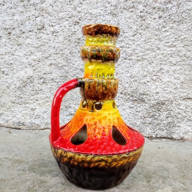 Vintage Floor Vase/Lava Floor Vase for Dry Flowers/ Kil Large Vase/ Lava Vase/ Ceramic Vase/ Multicolor Vase /70s / Yugoslavia/Mid Century 