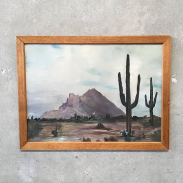 Vintage South Western Plain Air Cactus Desert Landscape Art
