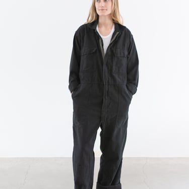 Vintage Overdye Black Zip Up Coverall | Army Jumpsuit | Unisex Flight Suit Studio Ceramic | Boilersuit | M L | BC014 