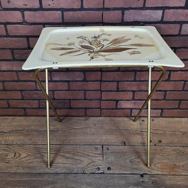 Vintage Black Fiberglass Wheat TV Tray 