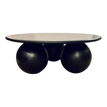 Modern Black Wood Ball Cocktail Table