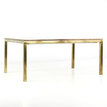 Tomlinson Mid Century Burlwood Brass and Glass Expanding Dining Table - mcm 