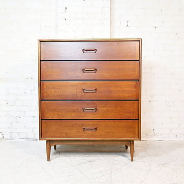 Vintage Mid-Century Modern 5 drawer tallboy dresser | Free delivery in NYC and Hudson Valley areas 
