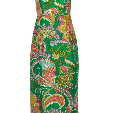 Alemais - Green & Multi Color Print Strapless Dress Sz 4