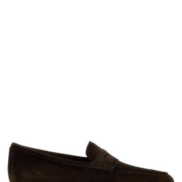 Santoni Man Brown Suede Carlos Loafers