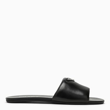 Prada Black Leather Slide With Logo Women