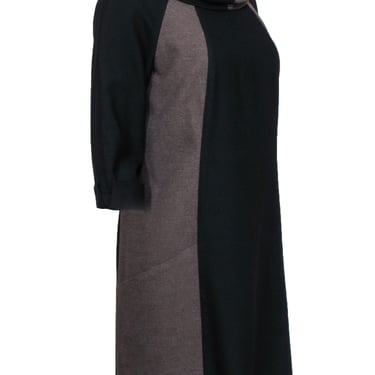 Etecetera - Brown & Black Color-Blocked Shift Dress w/ Collared Neckline Sz 8